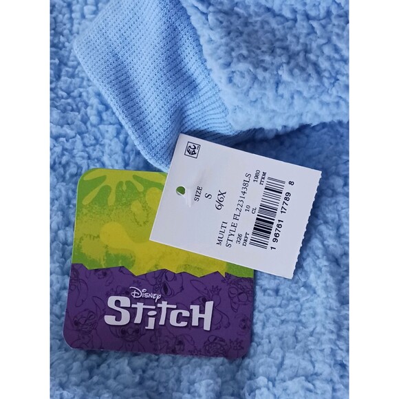 NWT Disney Stitch Blue Sherpa Pullover Top Girls 6-6X - Picture 3 of 5